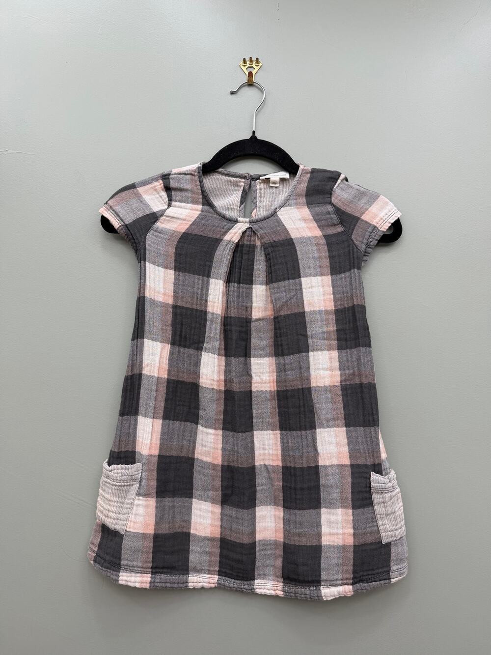 Tucker + Tate Girls Plaid Double Gauze Cotton Dress Size 7 Pockets